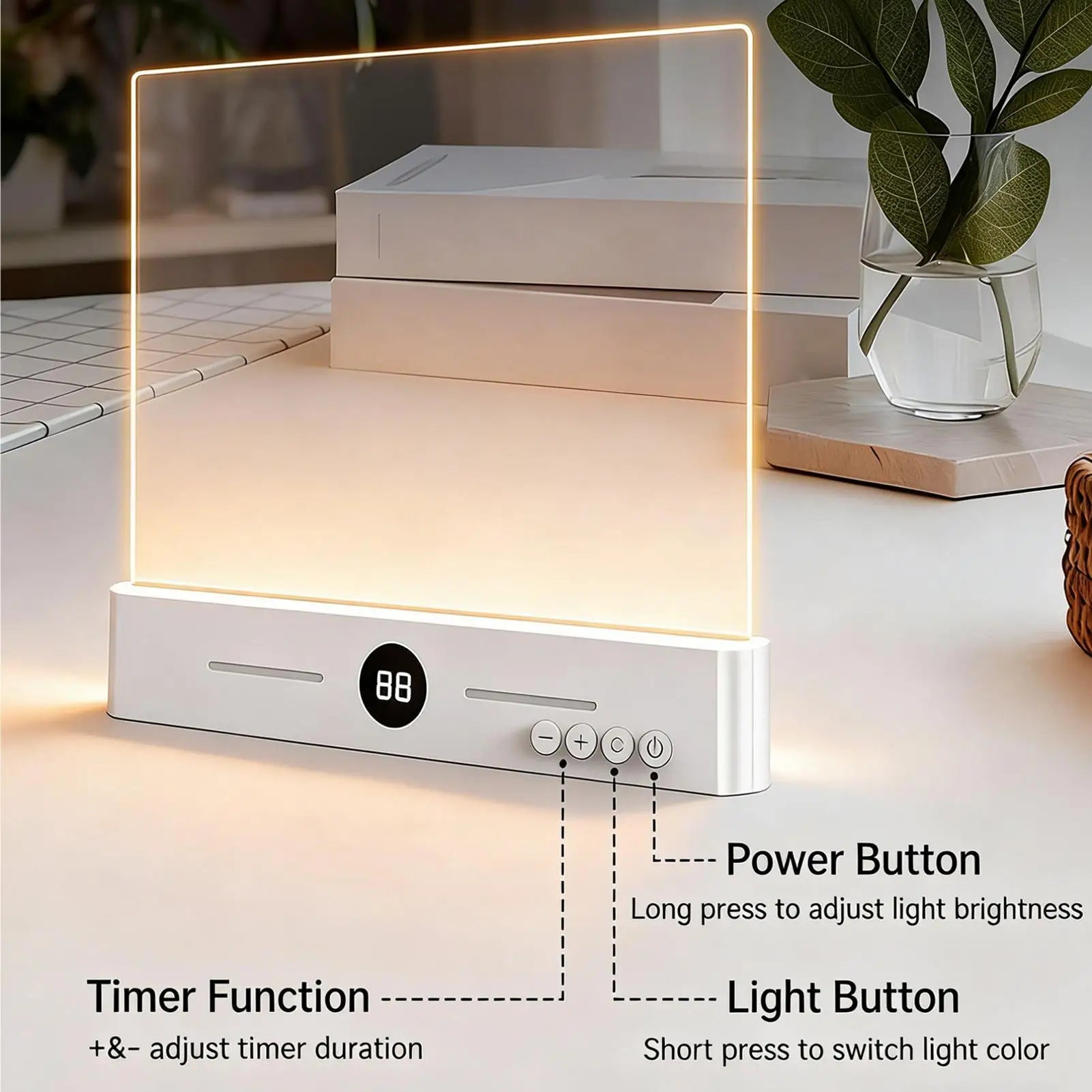 Rechargeable Book Light Reading Bed Dimmable LED Panel Lamp Eye