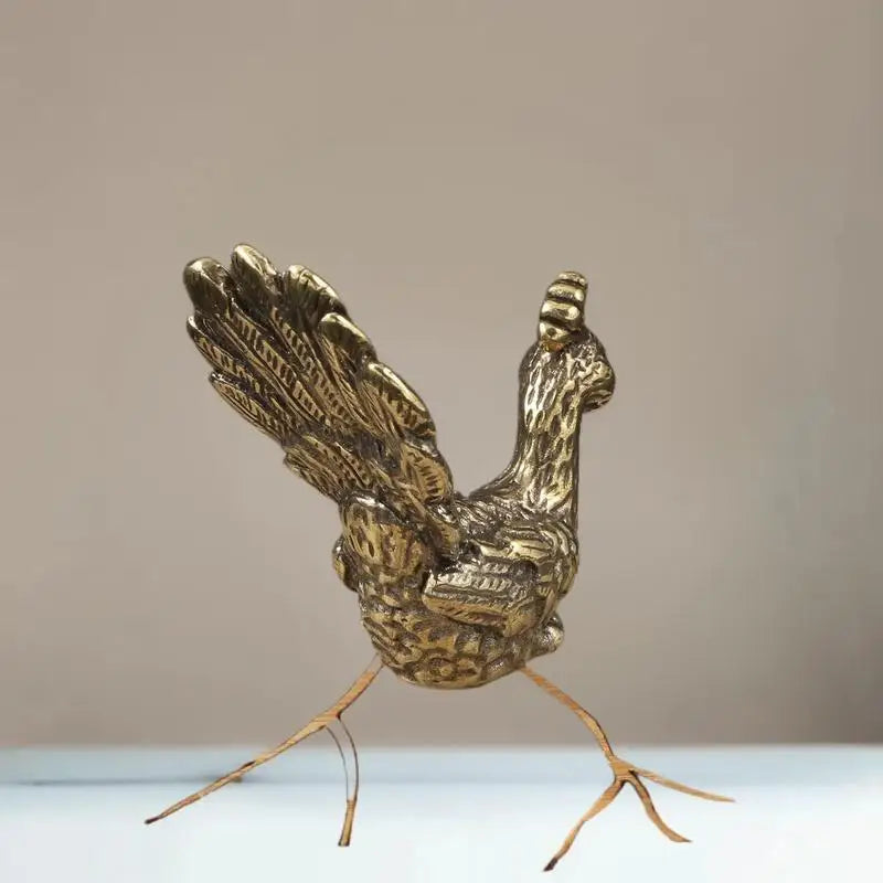 Antique Brass Peacock Vintage Animal Miniature Desktop D Cor Home Zpaxo