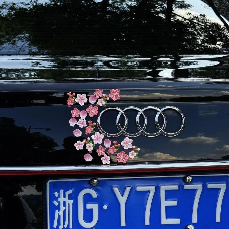 3D Cherry Blossom Car Sticker – DIY Scratch Cover Decal