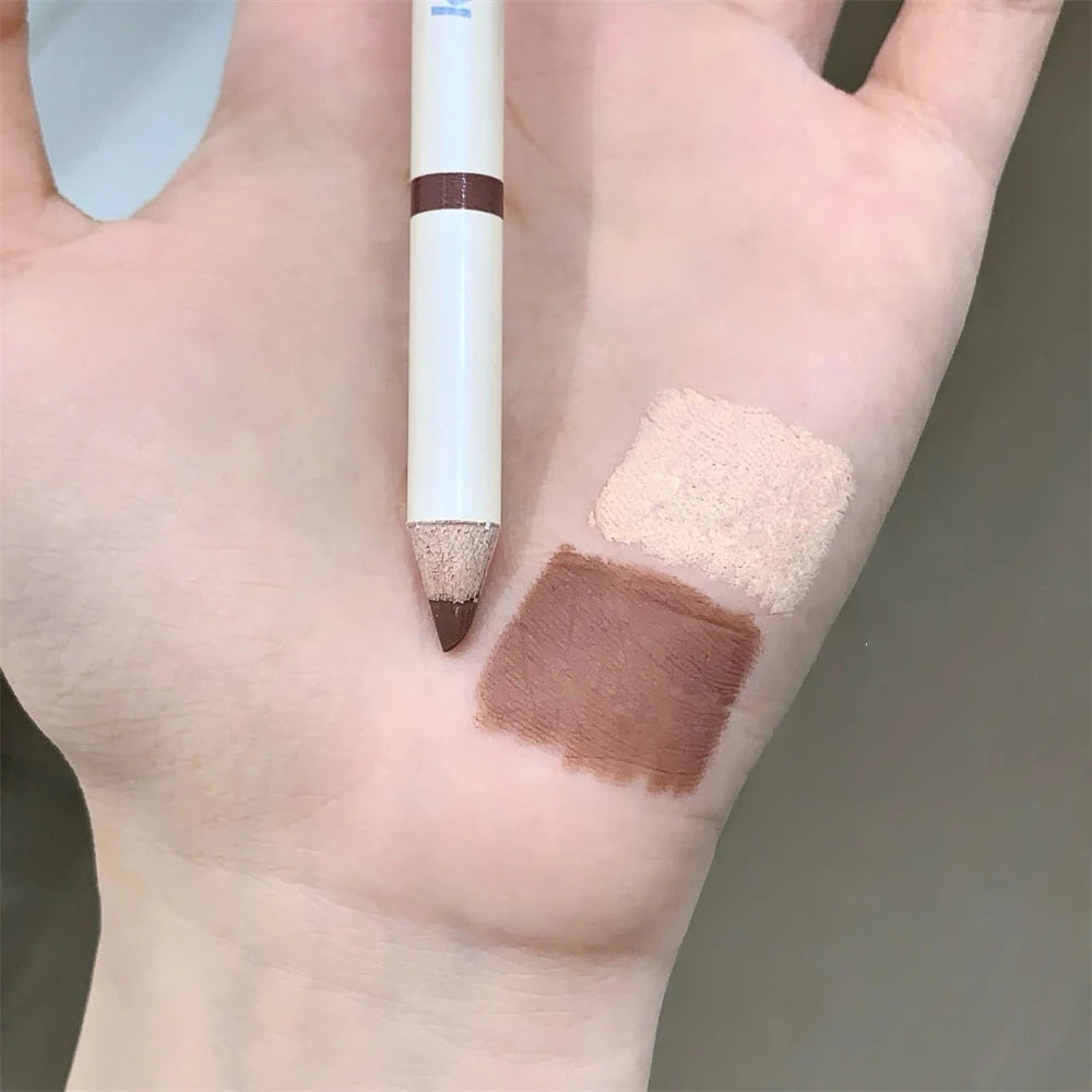 Dual-Ended Aegyosal & Highlighter Pencil Nude Pink Brighten Waterproof Lying Silkworm Pencil for Under Eye Shadow Makeup ﻿Stick Zpaxo