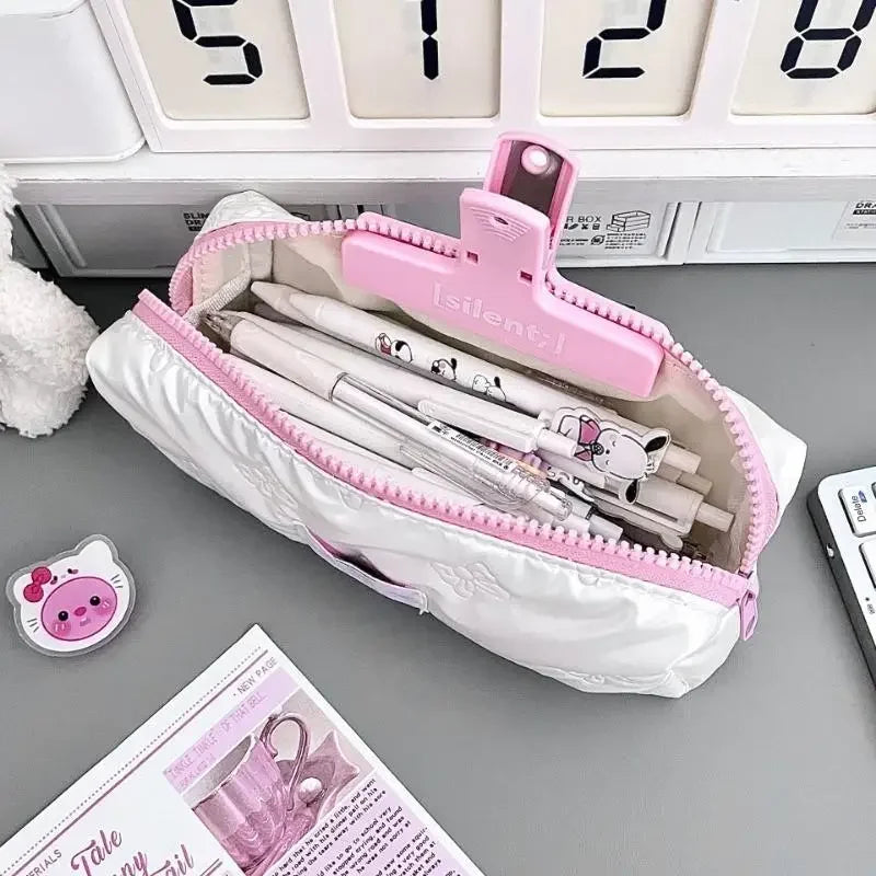 Creative Pink Bow Pencil Case Large Capacity Storage Bags