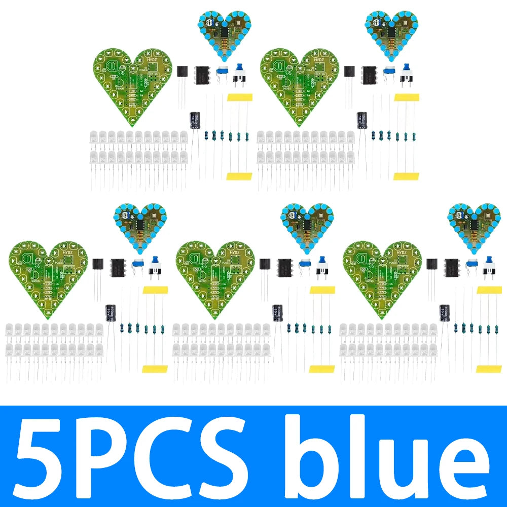 Heart-shaped LED Breathing Light DIY 4V-6V Easy-to-build Electronics Zpaxo 5PCS blue