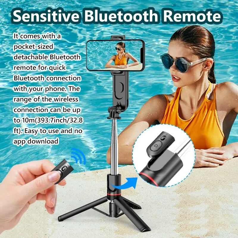 Selfie Stick Foldable Tripods With Bluetooth Remote Control 360° Rotation Adjustable LED Fill Light For Mobile Phone Video Live Zpaxo