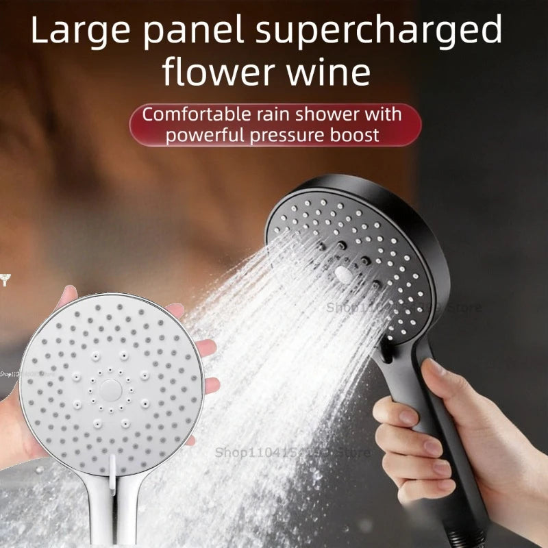 New Big Panel Shower Head 5 Modes High Pressure Rainfall Shower Handheld Overhead Shower Showerhead Bathroom Accessories Zpaxo