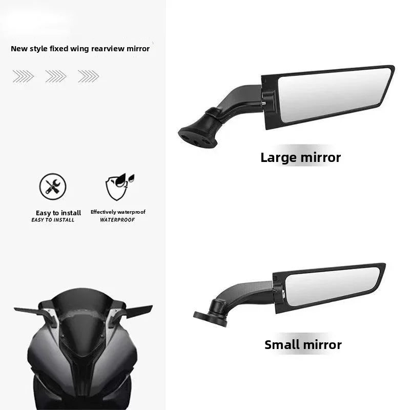 Foldable Fixed Wing Motorcycle Rearview Mirrors – Alloy Pair