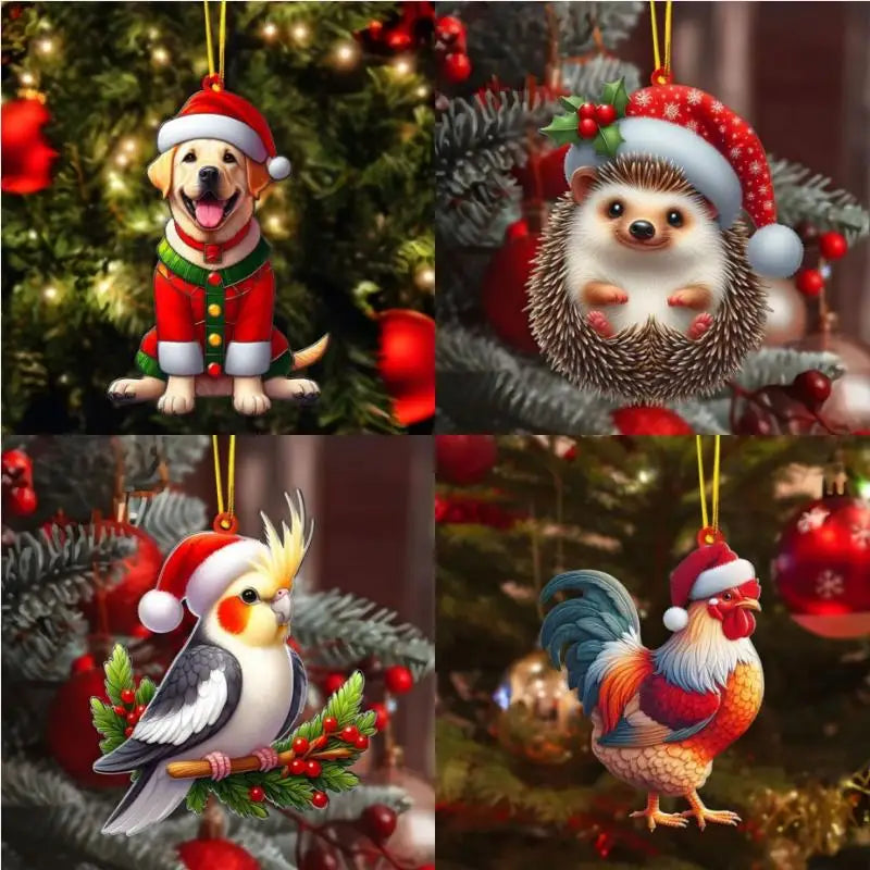 2D Flat Acrylic Christmas Tree Pendant – Cartoon Xmas Ornament Christmas Ornament Zpaxo