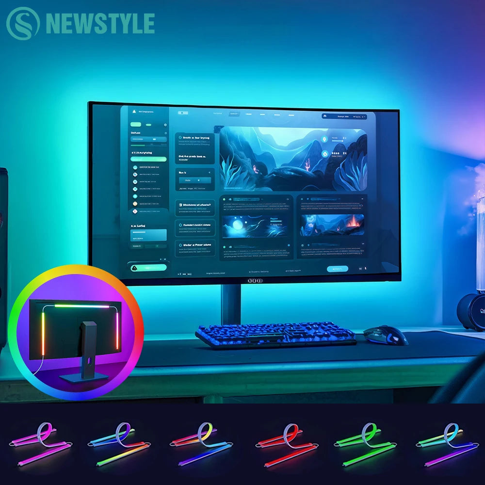 RGB Gaming Light Sync Strip Screen Backlight with Smart APP Control Ambient Lighting DIY Color Modes Computer Game Room Zpaxo