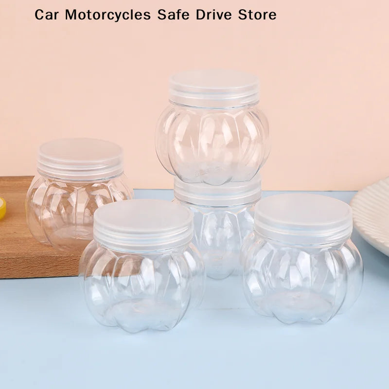 Pumpkin Jar Transparent Plastic Lid Candy Cookies Grain Tea Seasoning