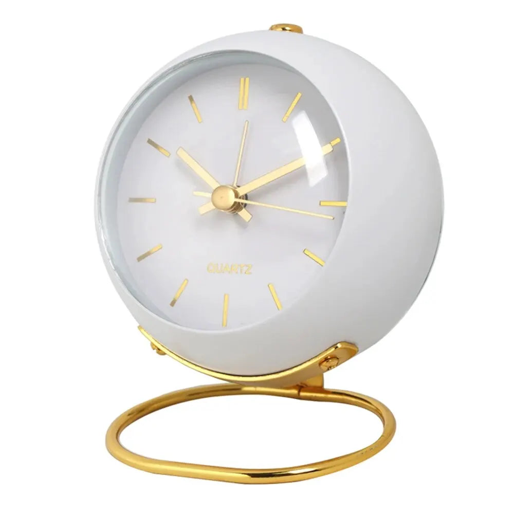 Nordic Minimalist Alarm Clock – Silent Luminous Analog Desk Clock Analog Alarm Clock Zpaxo WHITE