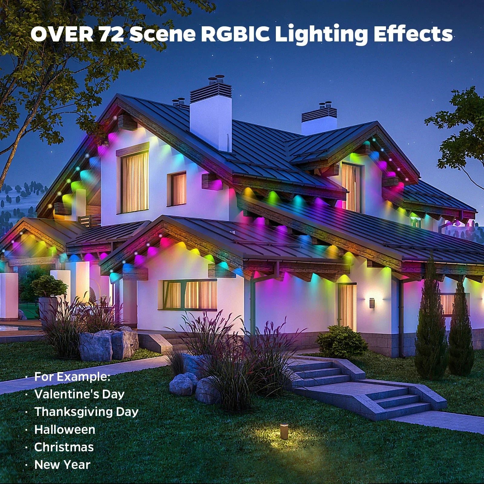 RGB 72 LED Outdoor String Lights Remote Tuya APP Control Waterproof Zpaxo
