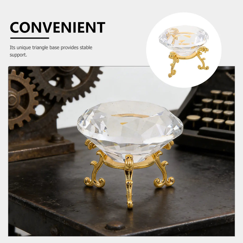 Crystal Diamond Decorative Triangle Base Stand Clear Paperweight
