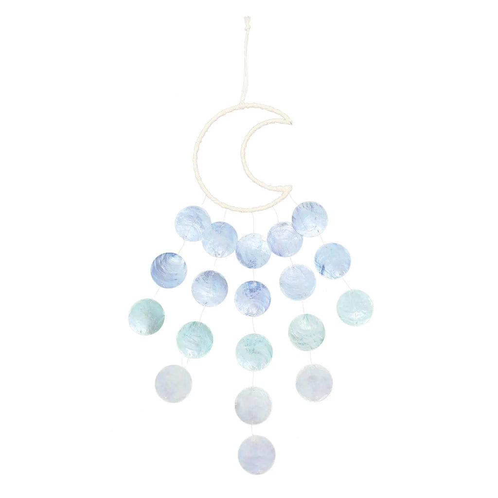 Exquisite Moon Shaped Shell Wind Chime Made Natural Wood Seashells