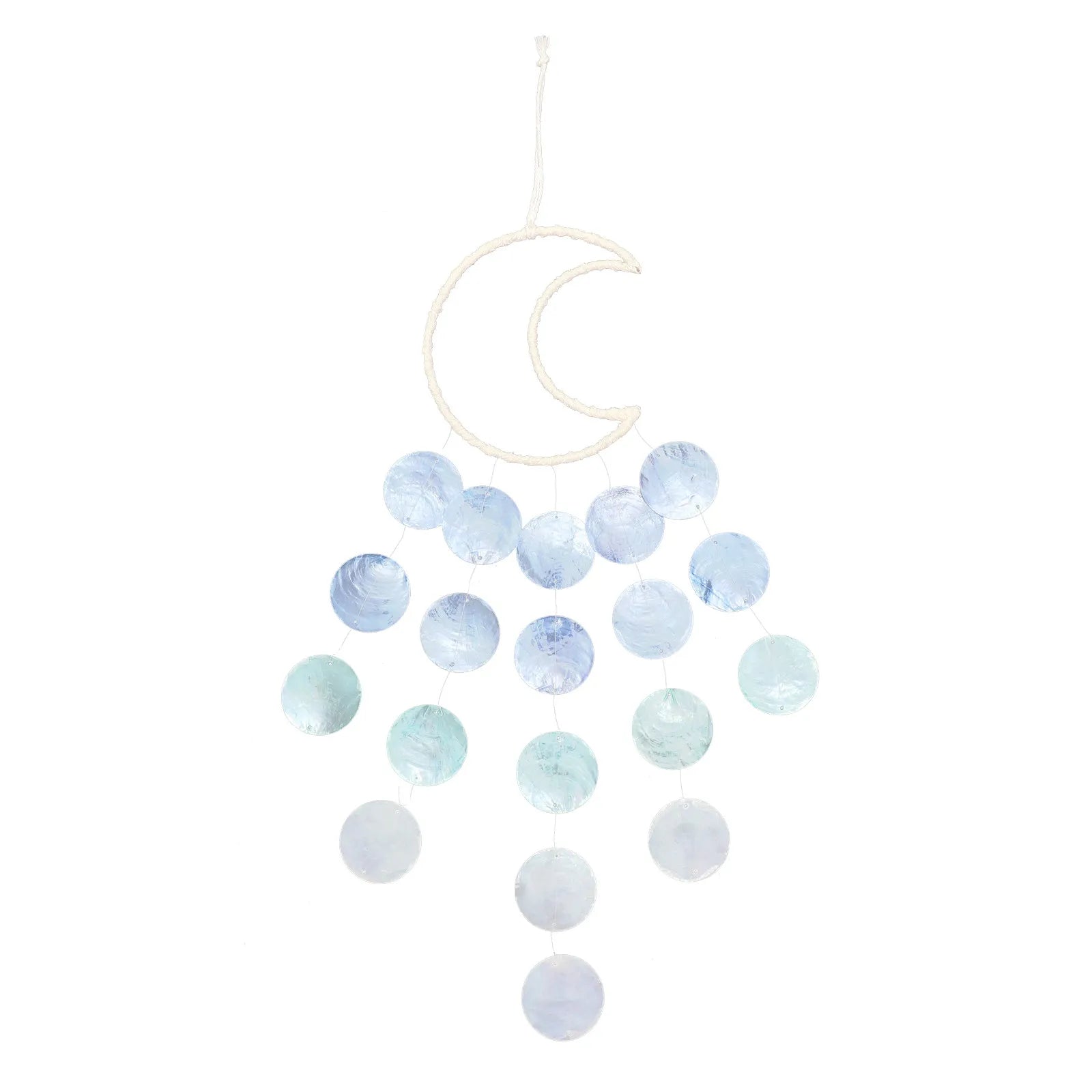 Exquisite Moon Shaped Shell Wind Chime Made Natural Wood Seashells