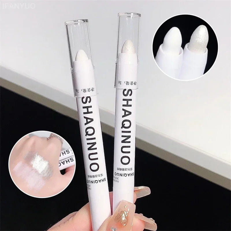 Pearlescent Matte White Eyeshadow Eyeliner Pencil Waterproof Glitter