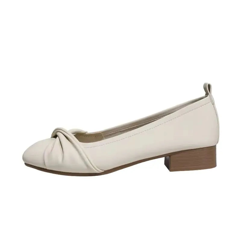 Women Simple Square Toe Block Heel Pumps 2026 Twisted Front Design Zpaxo
