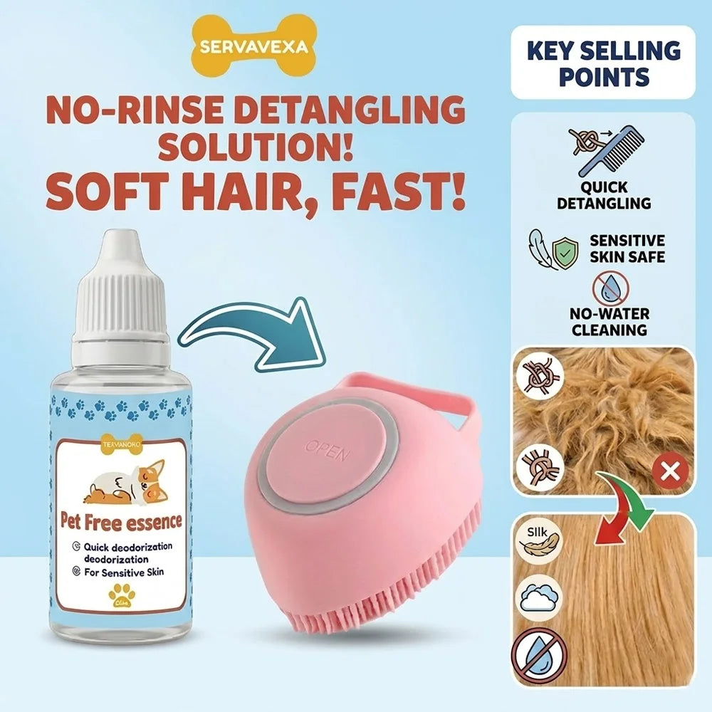 Pet Dry Bath Essential Oil Soft Silicone Cleaning Brush Set Cat Dog Odor Control Waterless Shampoo Dispenser Grooming Supply Zpaxo Default Title