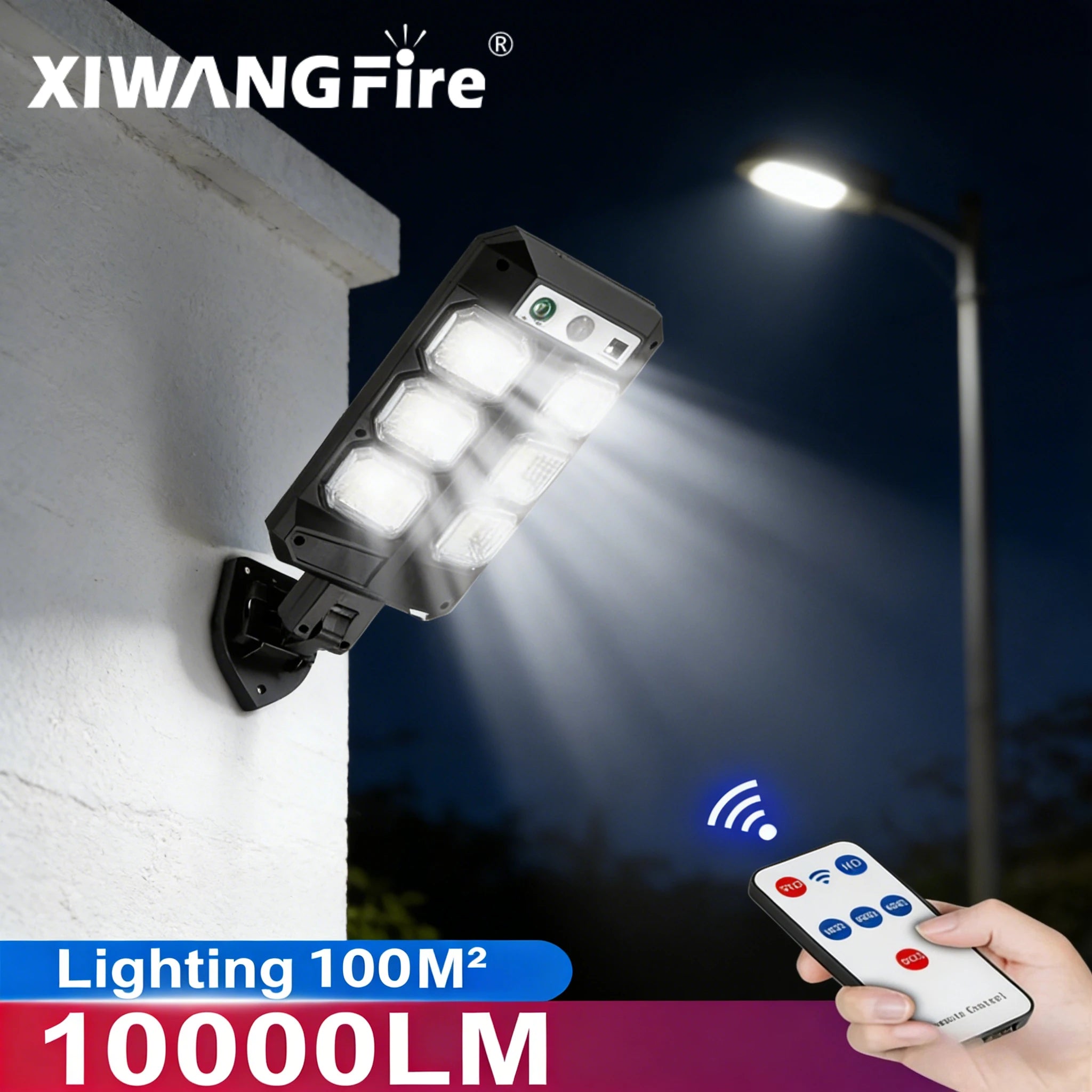 Outdoor Solar Street Lights, Waterproof Motion Sensor LED Lamp with 3 Lighting Modes Spotlight for Garden Path Security Lantern Zpaxo