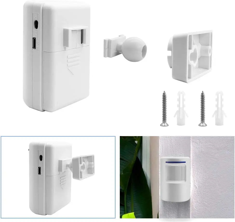 Wireless Doorbell Electric Door Chime Kit with 1 Receiver and 1 Motion Detector Alert Sensor Zpaxo