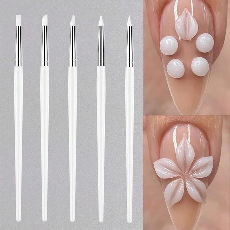 Silicone Nail Brush UV Gel Polish Tip 3D Image DIY Dotting Brushes