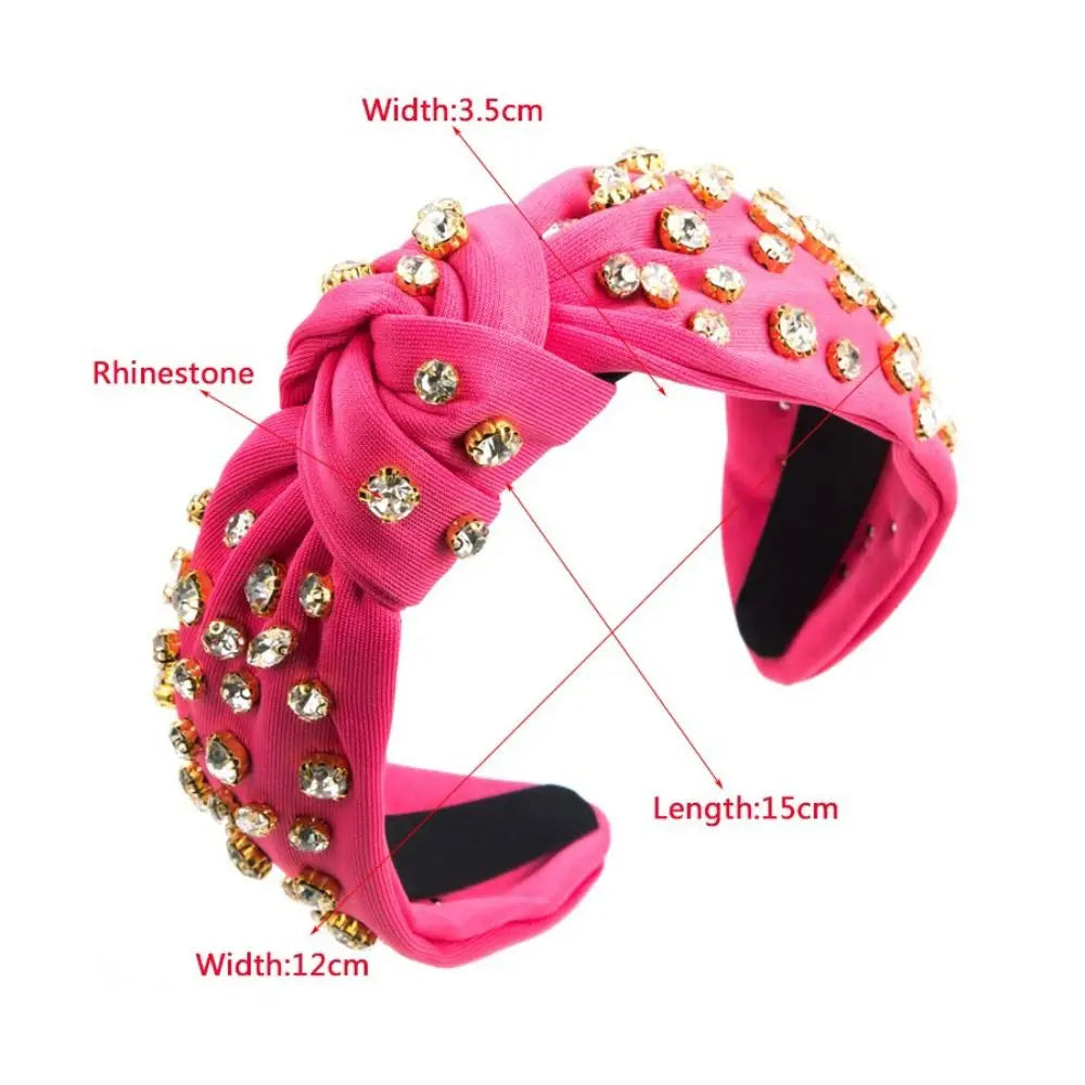 Full Diamond Diamond Headband Pure Color Luxury Style Fabric Headband Retro Style Elegant Design Rhinestone Headband Zpaxo