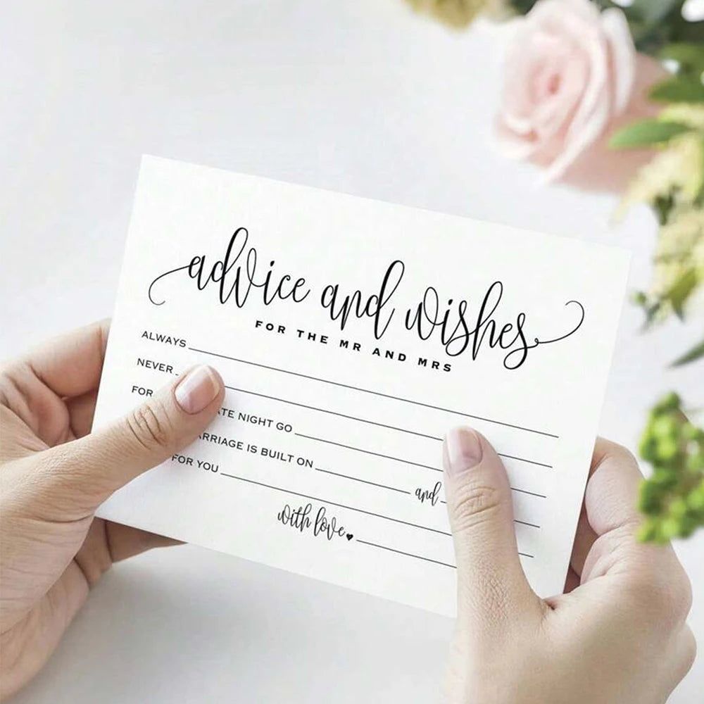 10/25/50/100Pcs Advice and Wishes for the MR and MRS Cards Wedding Advice Cards Wedding Receptions Bridal Showers Zpaxo