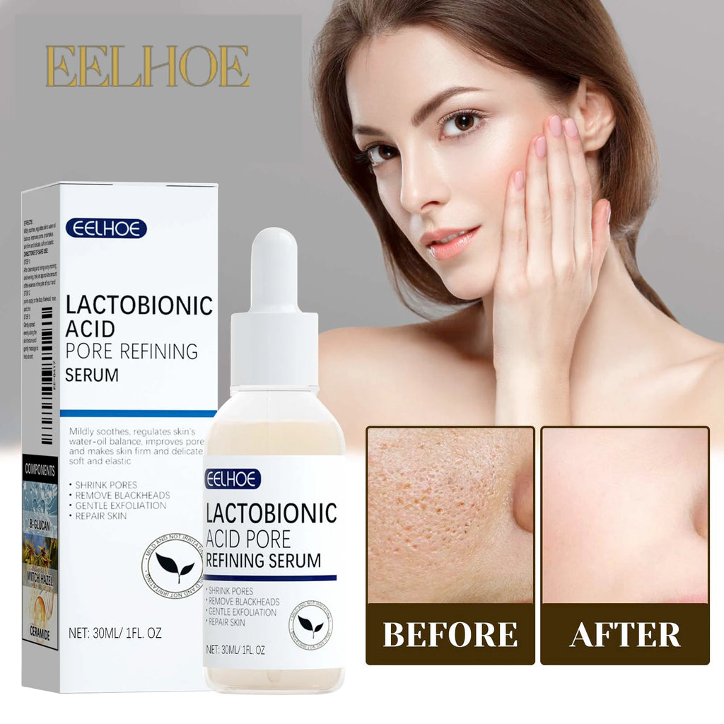 EELHOE Lactobionic Acid Pore Shrink Face Serum Skin Repair Remove Blackheads Acne Skin Care Lasting Moisturizing Korean Cosmetic Zpaxo