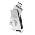 Zsuit USB Flash Drives Rotate USB-C Pendrive 64GB 128GB USB3.0 Type-C Pen Drives 2in 1 U Disk for iPhone Laptops Memory Stick Zpaxo 32 GB GRAY