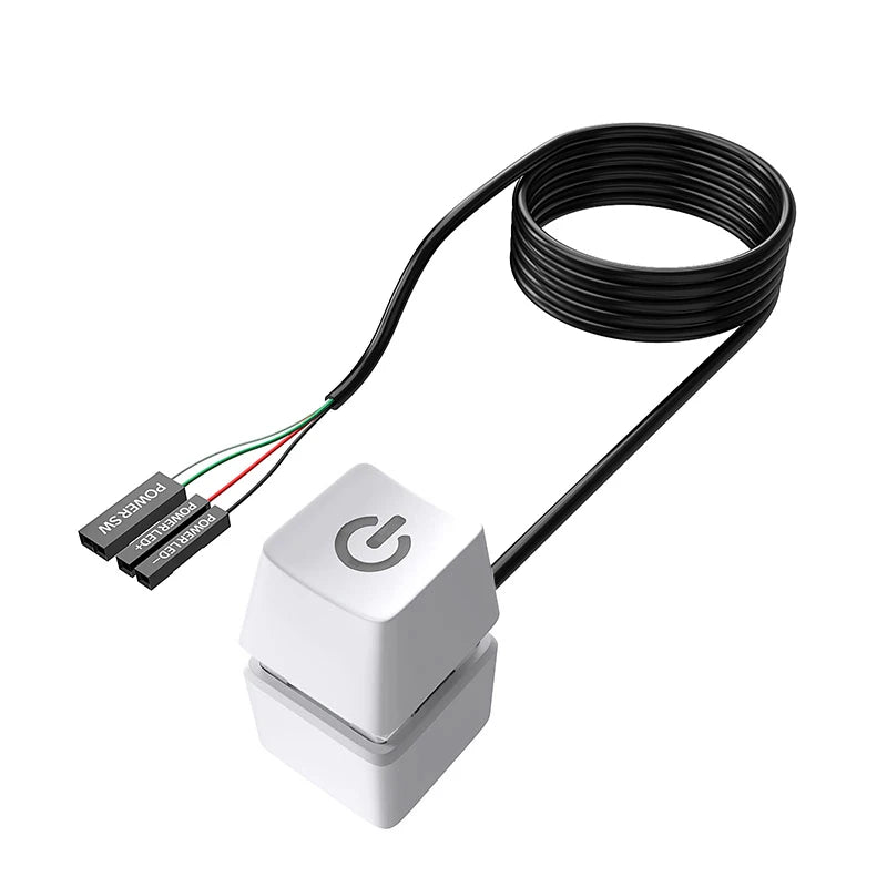 PC Extension On/Off Square Button with LED Strip Computer Power Switch Cable For Gaming Desktop Computer Hardware Cables Setup Zpaxo White 1.8m