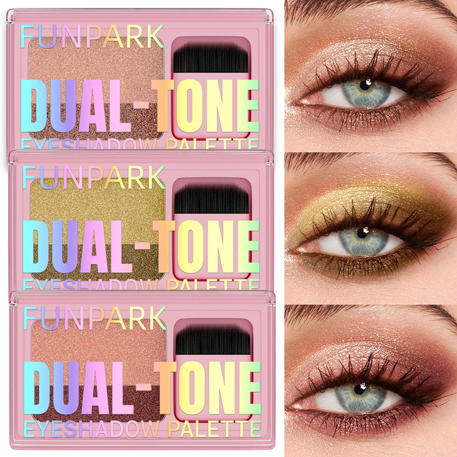 Two-color Glitter Eye Shadow Double Small Box Lazy Easy Use Long