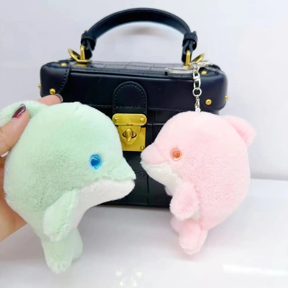 Cute Dolphin Doll Keychain Dolphin Soft Fluffy Pom Pom Whale Key Ring Fluffy Cute Cute Dolphin Pendant Decoration Zpaxo