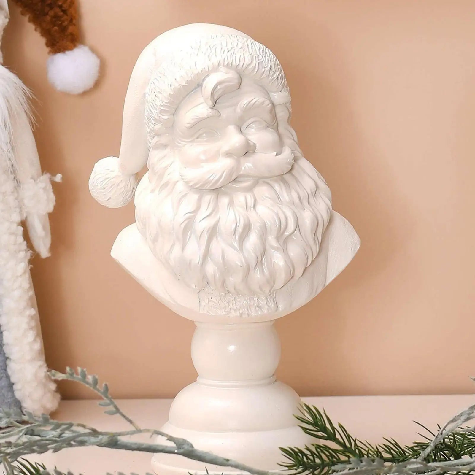 Half Body Santa Claus Resin Statue Figurine Tabletop Ornaments Home