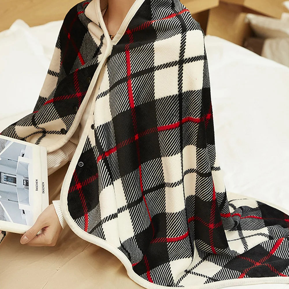 5V Wearable Heating Electric Blanket Shawl 3 Heated Level Throw Blanket USB Charging Coral Velvet 8 Heated Areas Fast Heating Zpaxo