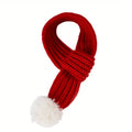Dog Knitted Scarf Red Knit Scarves Pompom Neck Warmer Bandana