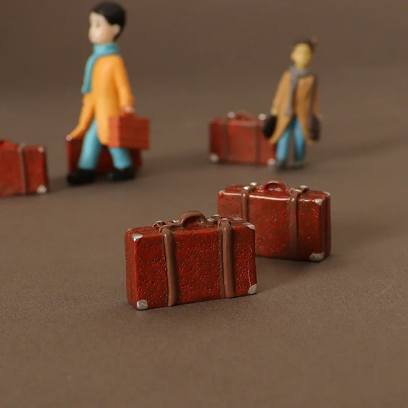 Classic Wood Box Doll Leather Trunk Suitcase Vintage Dollhouse Zpaxo