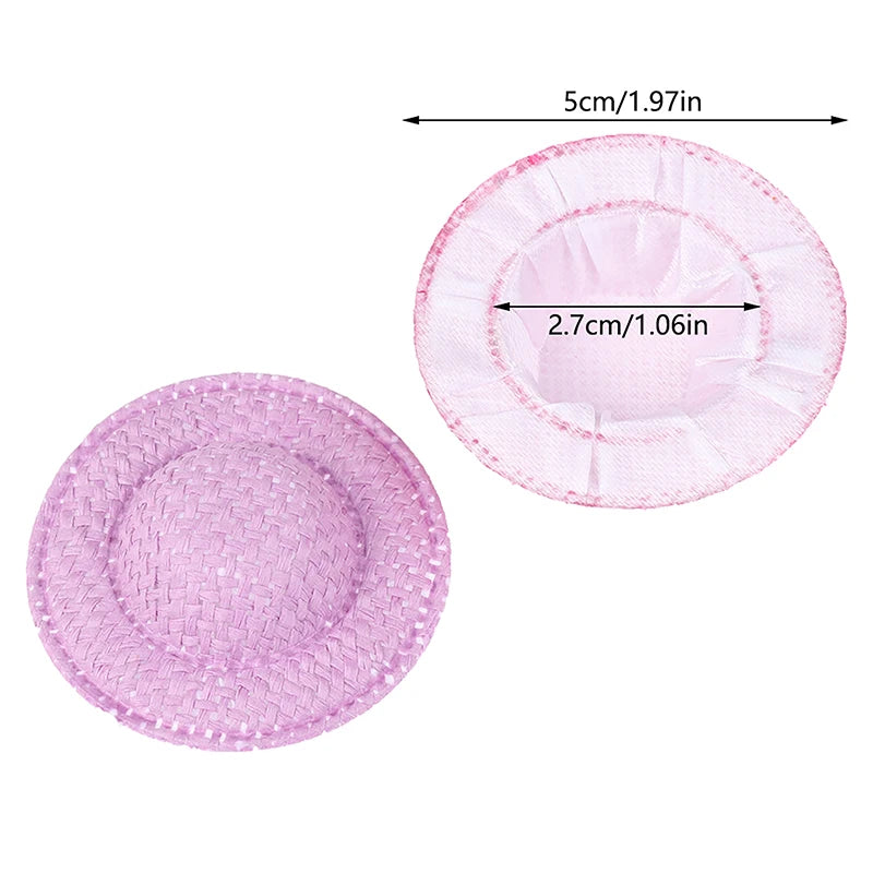 Miniature Doll Straw Hats Dollhouse Decor Children Pretend Play Toys Zpaxo