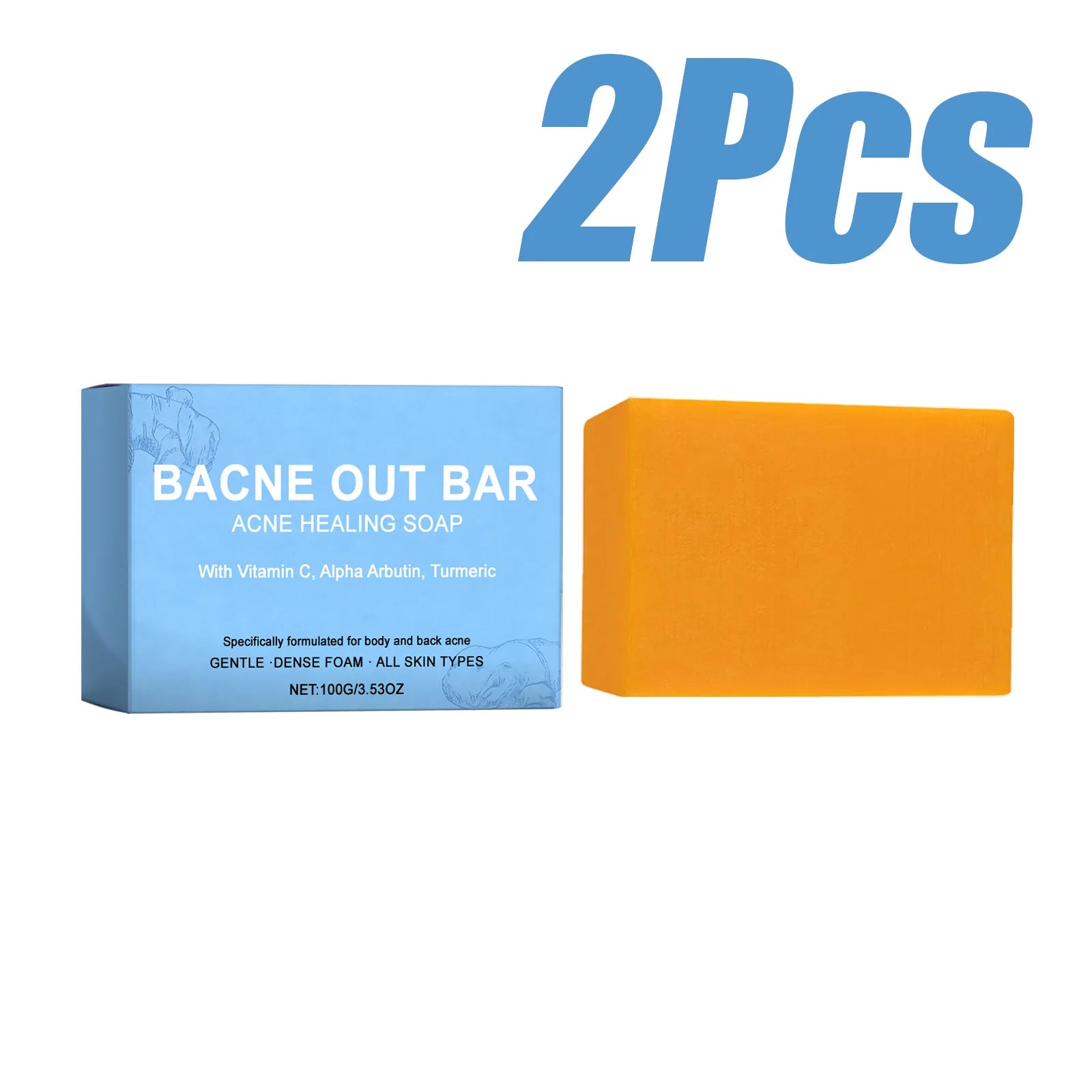 Hoygi Anti-Acne Brightening Exfoliating Body & Facial Soap Cleansing Bar Soap Zpaxo 2Pcs