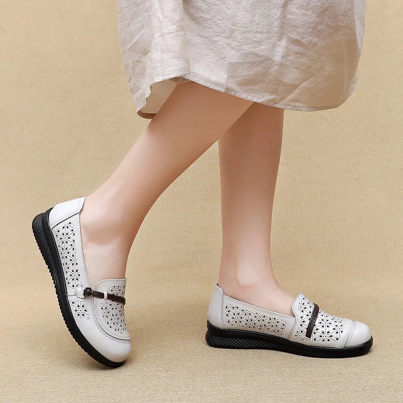 Elegant Women Mules Shoe Solid Leather Summer Slippers Outdoor Casual Zpaxo