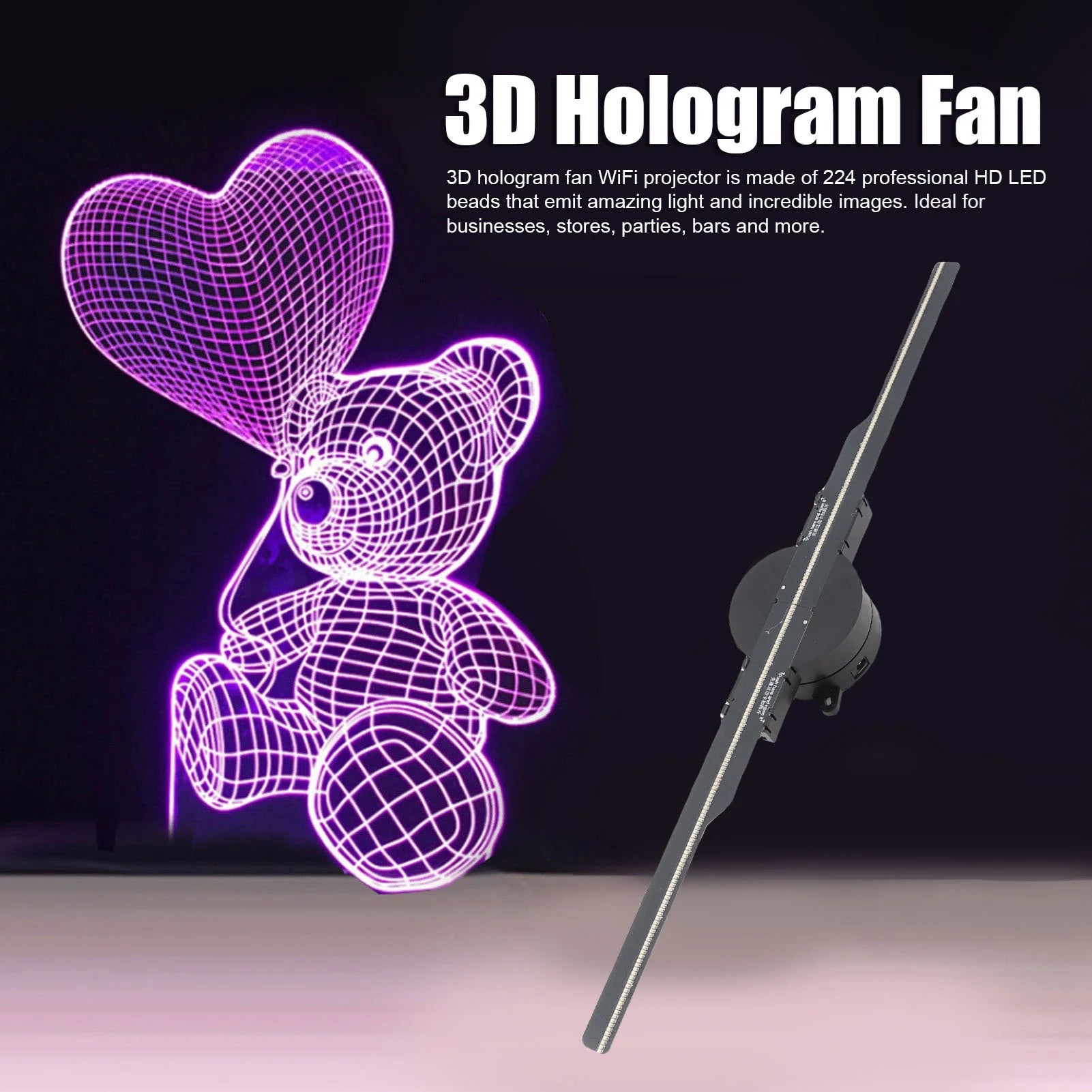 3D Hologram Fan 2000x224 Wifi Projector 224 LED Light Beads Business