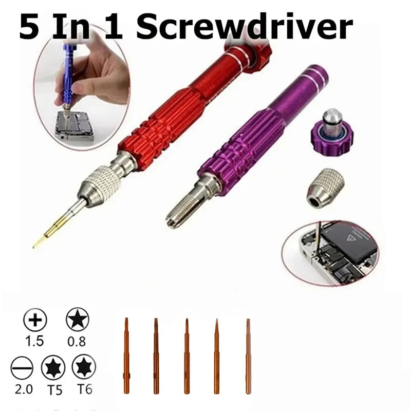 5 In 1 Multifunctional Screwdriver Kit Eyeglass Watch Repair Kit Accessories For Mobile Phone Computer Tablet Disassembly Tool Zpaxo