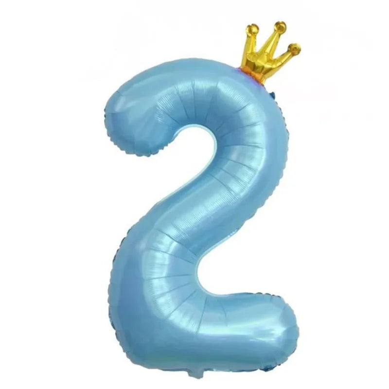 Pastel Baby Blue Pink Foil Number Balloon Crown 1 2 3 4 5 6 7 8 9 Zpaxo blue2 40inch