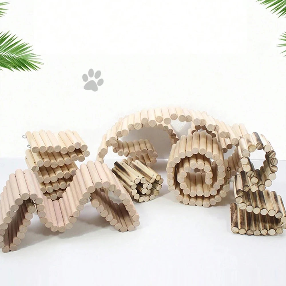 Hamster Habitat Accessories Multiple Size Wooden Bridge Cage Hamster Bendable Fence for Small Animals Climbing Zpaxo