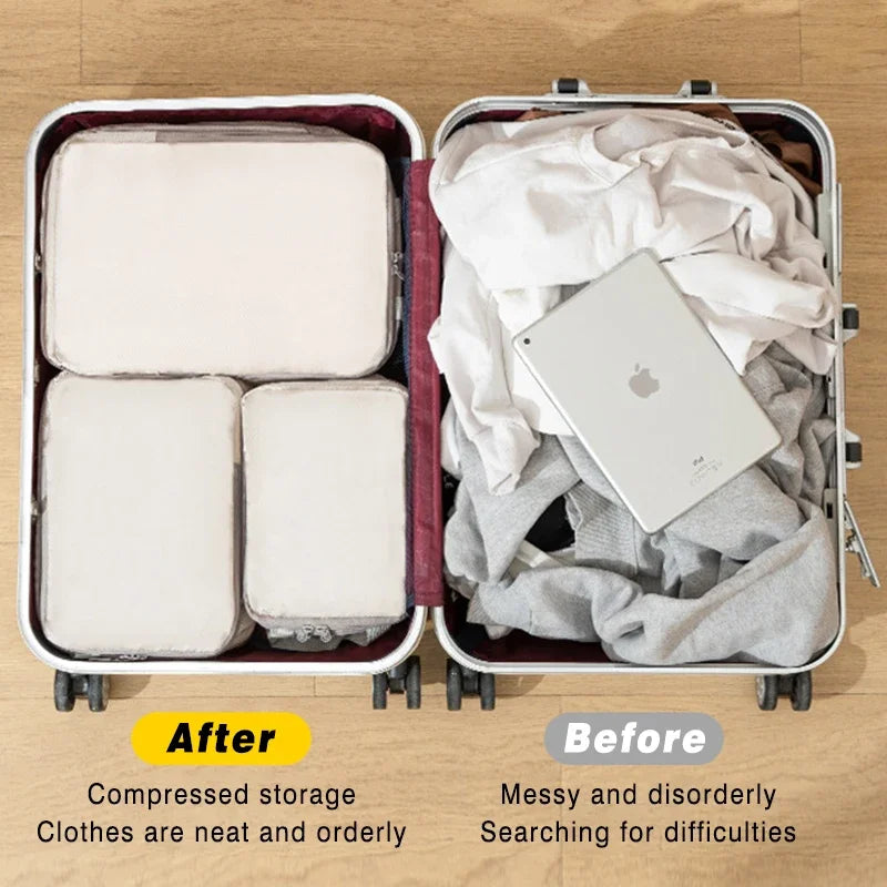 4PCS/1 set Travel Organizer Set Folding Storage Bags Wardrobe Cube Suitcase Packing Luggage for Clothes & Shoes bag organizer Zpaxo