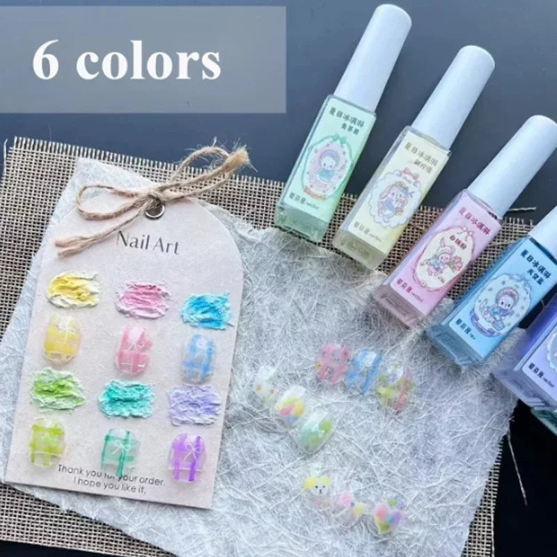 Hot Nail Art 6 Colors 6ML Summer Ice Cream Nail Dye Solution Creative Nail Pattern DIY Design Dye Solution Women Nail Decoration Zpaxo