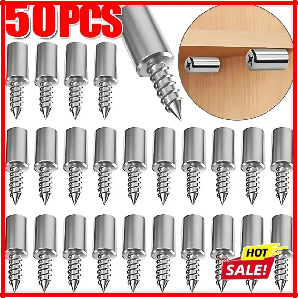 50/10PCS Self Tapping Screw Layer Plate Holder Wardrobe Septum Brackets Fixed Screw Shelf Support Pegs with Non-Slip Sleeve Zpaxo