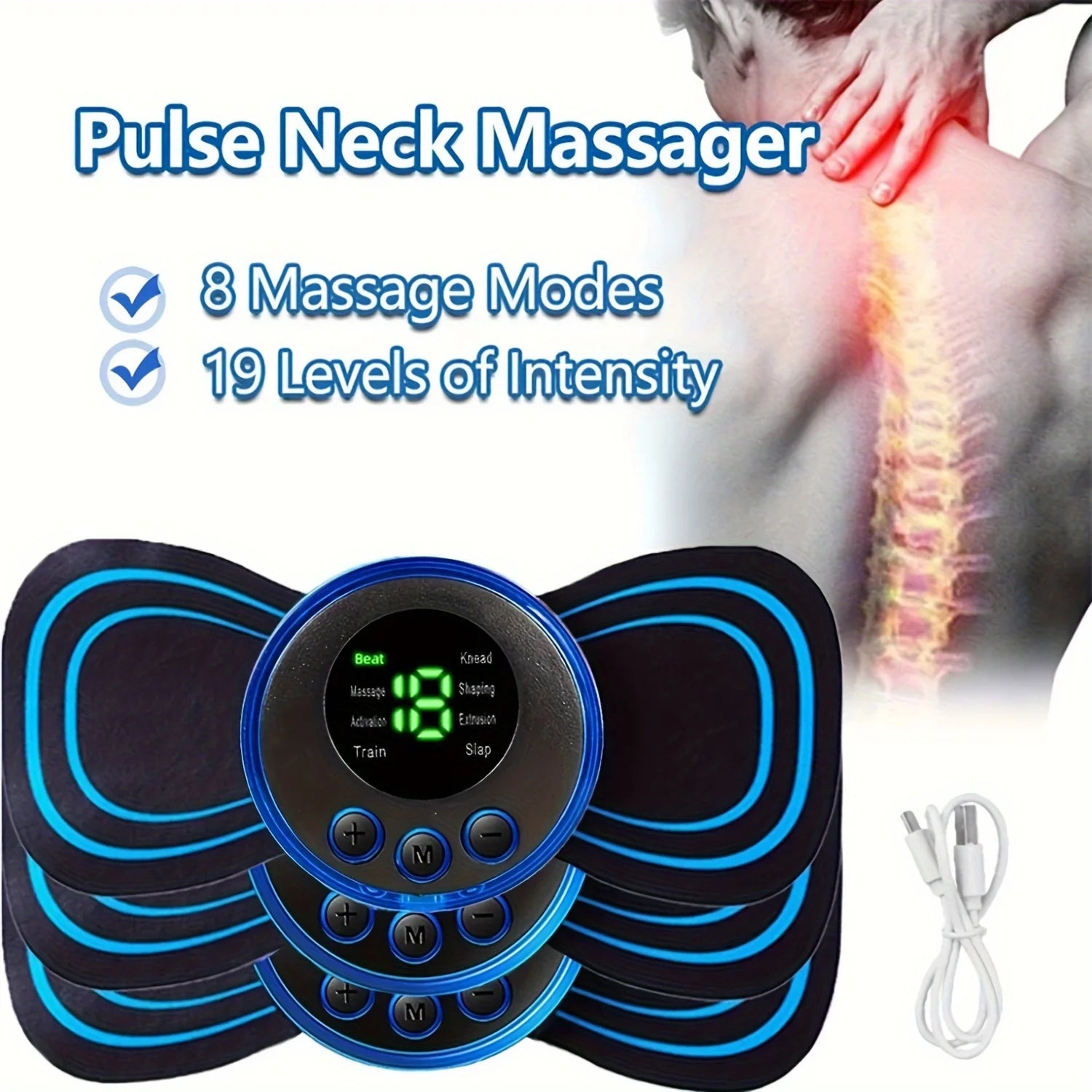 Electric Neck Massager Muscle Massage Stimulator Low Frequency Instrument Back Cervical Calf Patches Joints Relief Body Zpaxo