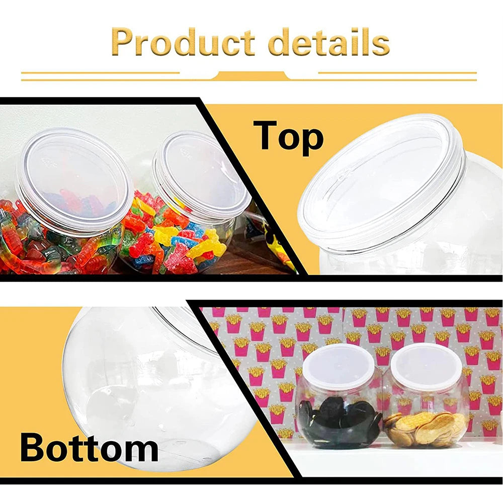 1Pc Candy Jar with Lid Plastic Clear Cookie Storage Container Wide Mouth Canister for Candy Snacks Cereal Jelly Dry Food Zpaxo