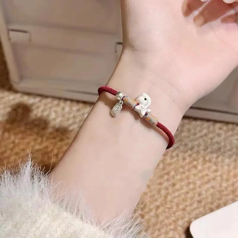 Festive Red Woven Rope Bracelet 2026 Horse Year Charm Women S Jewelry Zpaxo A4