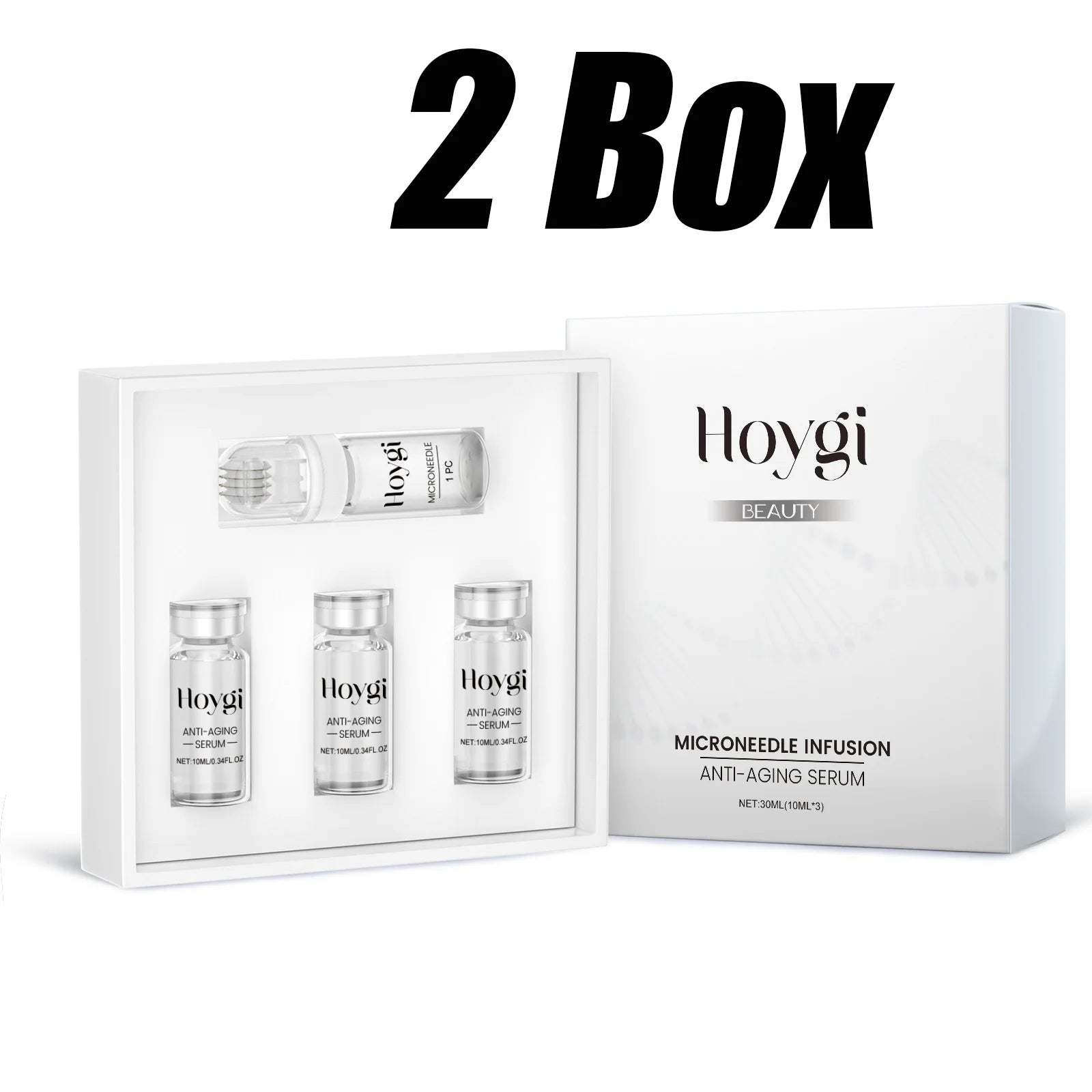 Hoygi Hyaluronic Acid Microneedle Roller Set – Anti-Aging Serum Microneedle Roller Serum Set Zpaxo 2 Boxed