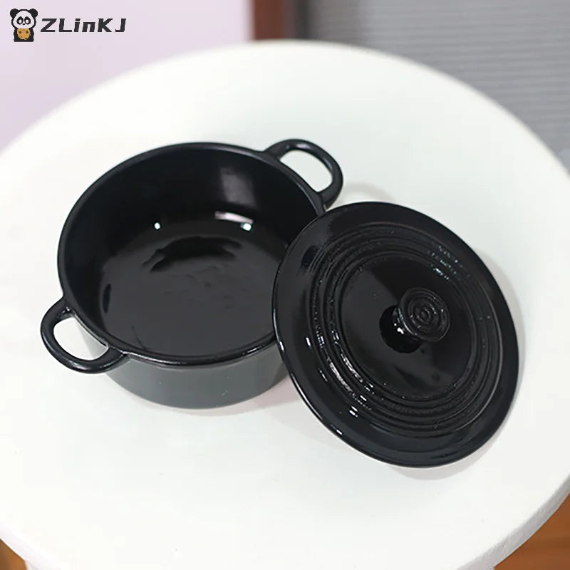▶1PCS Mini Pot Boiler Pan With Lid Kettle Dollhouse Miniature Cooking Ware Play Kitchen Toy Doll House Accessories Zpaxo