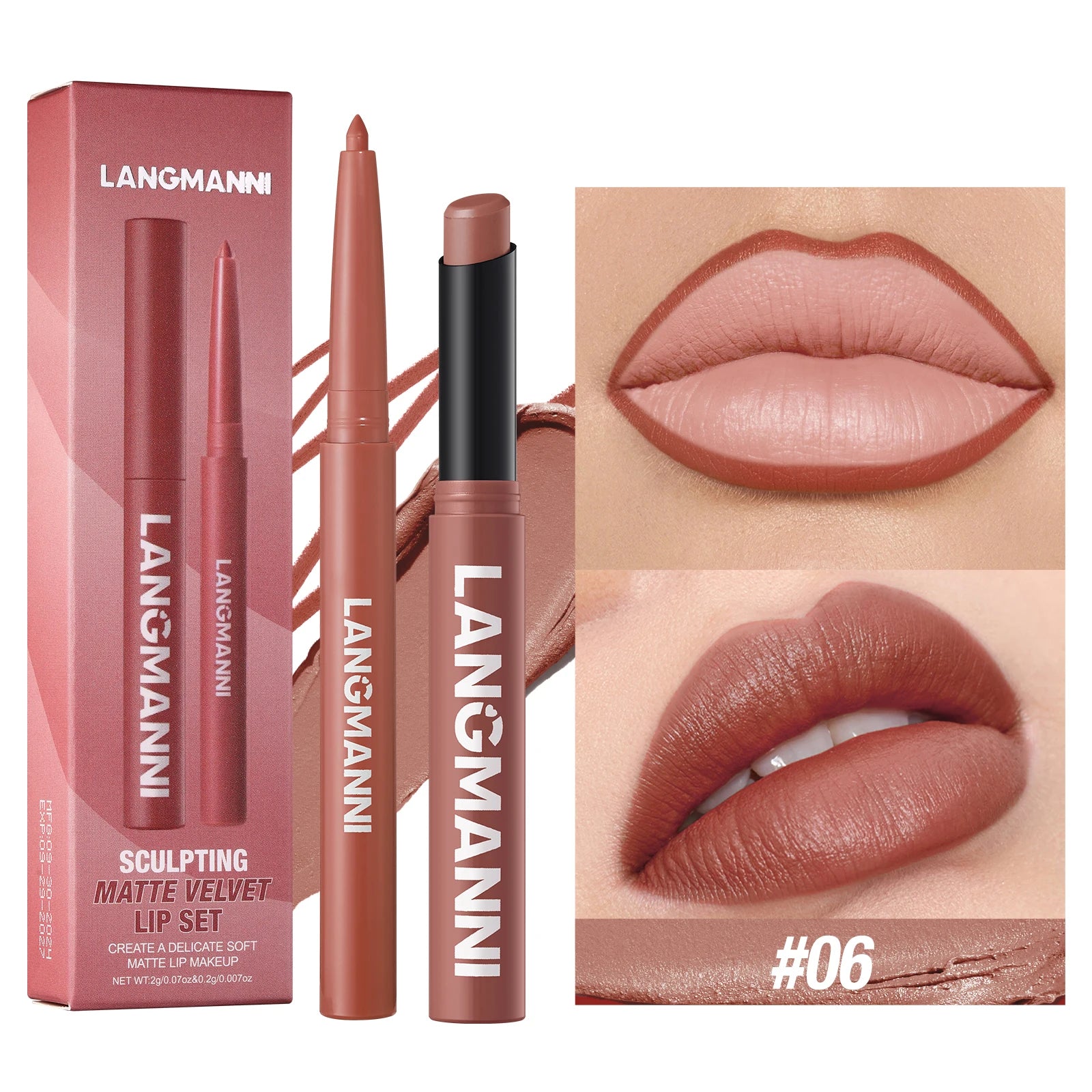 Integrated Waterproof Lipliner+lipstick Lipstick No Smudge Fade Cup